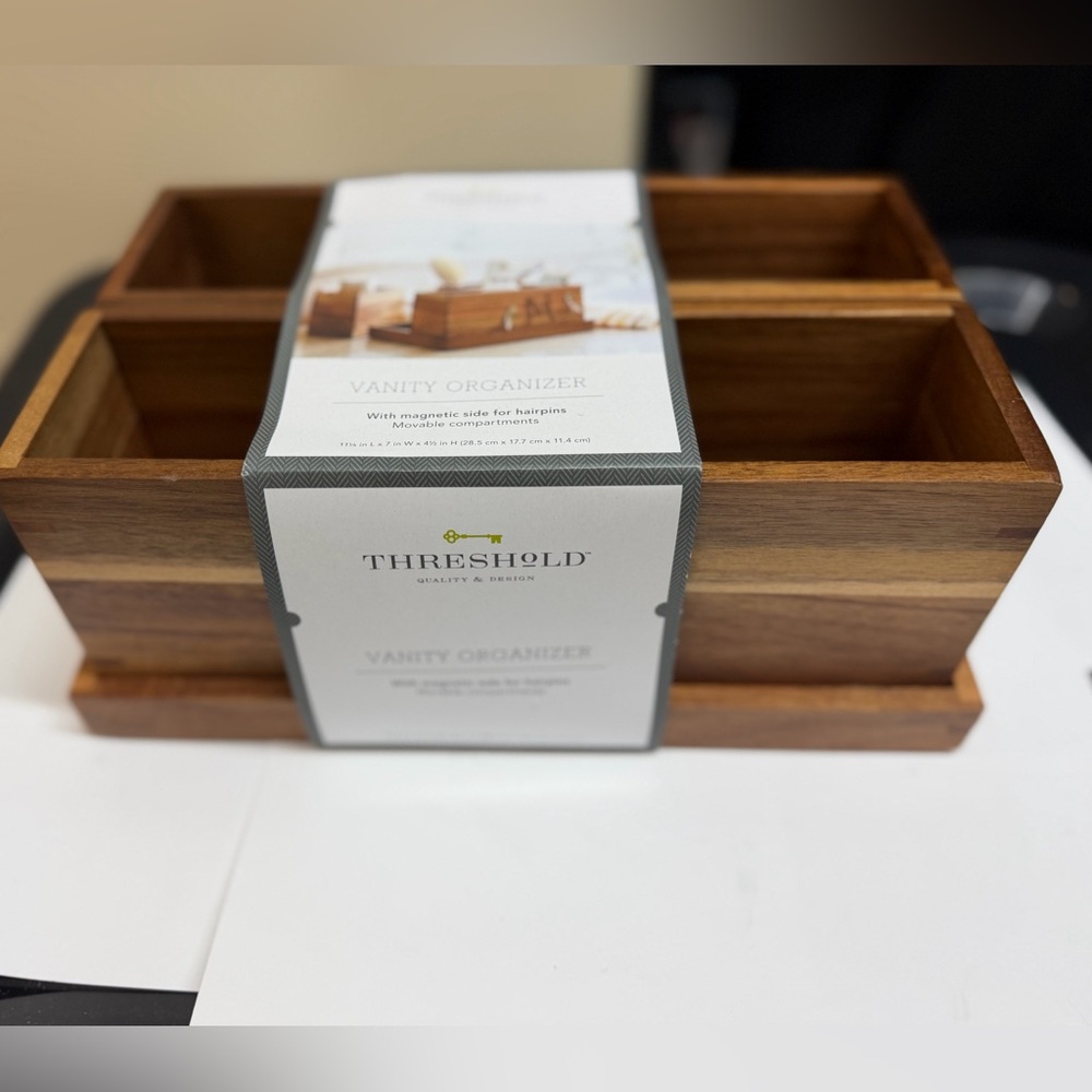 Threshold Wood Vanity Organizer - Warm Wood Finish